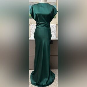 Lulus Dress Emerald Green High Neck Maxi  Open Back Wedding Party Bridesmaid M